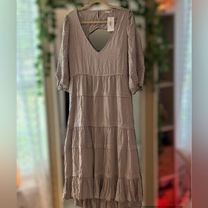 Lovestitch Boho Midi Dress Tiered Swiss Dot Half Sleeve